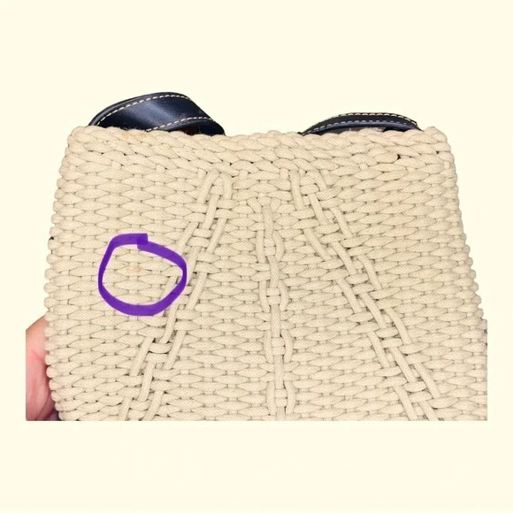 VINTAGE LIZ‎ CLAIBORNE WOVEN KNIT SHOULDER BAG PURSE TAN BEIGE Y2K BOHO - Picture 6 of 7